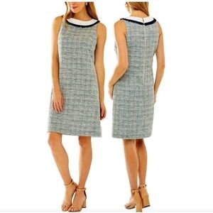 Sara Campbell NWT 8  tweed fringe collar shift woman structured preppy dress